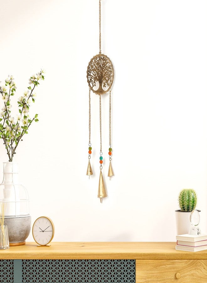 DULI دلاية جدارية معدنية على شكل جرس رياح من دولي، فنغ شوي، فن جداري، ديكور جداري، طاقة إيجابية، معلقات جدارية ريفية، فن جداري، ديكور ديوالي، أجراس معلقة لتزيين المنزل (معدن - شجرة الحياة الصغيرة) - Image 5